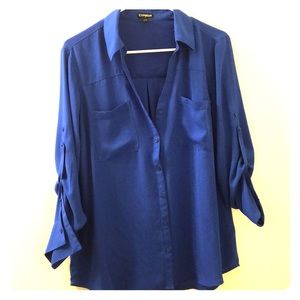 Express button up dress top